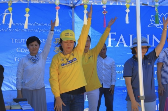 Falun Dafa exercise demonstration at the picnic