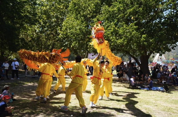 Dragon dance team performance at Knox Fest
