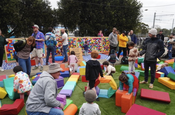 Children in the play area at the Wattle Festival