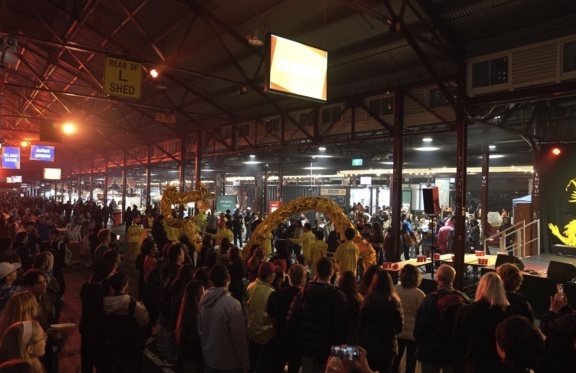Dragon dance team performing at Queen Victoria Market